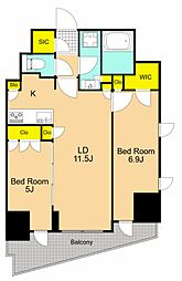 シーズンフラッツ大井町 2LDKの間取図画像