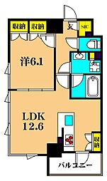 ザ・パークハビオ西大井 1LDKの間取図画像