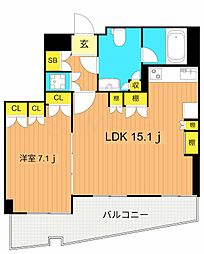 ビヴァーチェ大崎 5階1LDKの間取り
