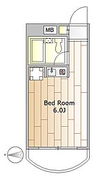 モアイ大岡山 3階ワンルームの間取り