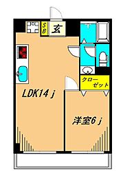 トーア不動前マンション 1LDKの間取図画像