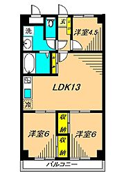 五反田南ハイツ 3LDKの間取図画像