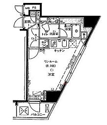 グレイス高輪タワー ワンルームの間取図画像
