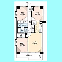ベルググランデ蕨 3LDKの間取図画像