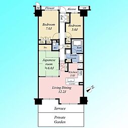 シャリエ川口本町グリーンマークス 3LDKの間取図画像