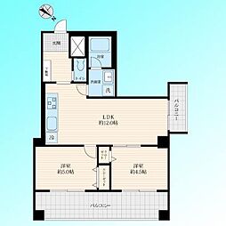 わらびユーアイハイツ 2LDKの間取図画像