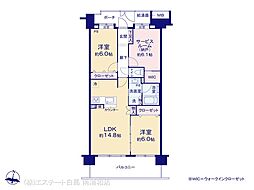 グランシエロ川口青木フォセット 2LDKの間取図画像