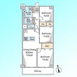 鳩ケ谷スカイハイツ 3LDKの間取図画像