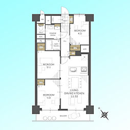 川口ハイツ 3LDKの間取図画像
