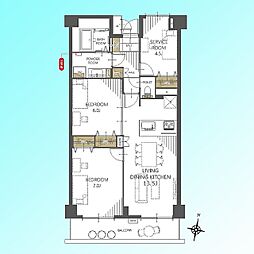 レジデンシャル武蔵浦和ザ・マークプレイス 2SLDKの間取図画像