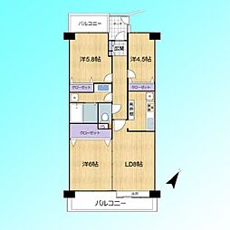 東建ニューハイツ蕨市民公園 3LDKの間取図画像