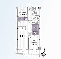 エビハラサングリーン川口 2LDKの間取図画像
