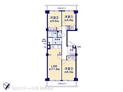 大宮平和台マンションA棟 3LDKの間取図画像
