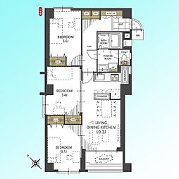 ワラビスカイハイツ 3LDKの間取図画像