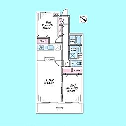 東急ドエルアルス北浦和 2LDKの間取図画像