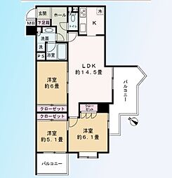 東急ドエルデュアルコート川口ウエストビュー 3LDKの間取図画像