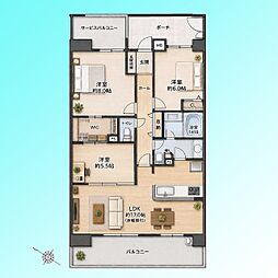 レーベンスクエア川口シルフィア 3LDKの間取図画像