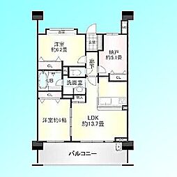コスモシティ戸田グランキューブ 2SLDKの間取図画像