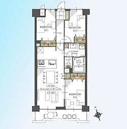 レジデンシャル戸田公園ザ・マークフィールド 3LDKの間取図画像