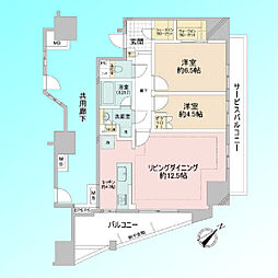 レーベン川口元郷タワー&レジデンス 2LDKの間取図画像