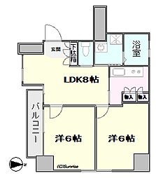 ラフィネ新宿 2LDKの間取図画像