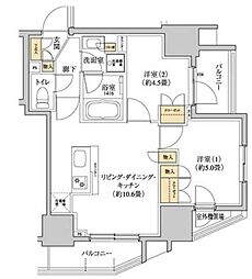 東急田園都市線 駒沢大学駅 徒歩8分の賃貸マンション 7階2LDKの間取り