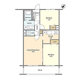 メゾンルミエールたまプラーザ 2LDKの間取図画像