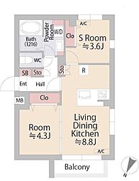 COMPOSITE目黒学芸大学THEPARK 1SLDKの間取図画像