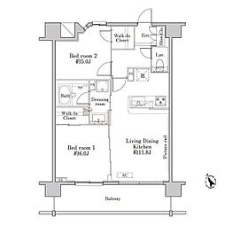 ブランシア梶ヶ谷 2LDKの間取図画像