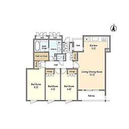 KWレジデンス桜新町 3LDKの間取図画像