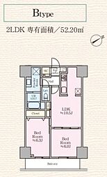 世田谷区玉川台2丁目マンション 2LDKの間取図画像