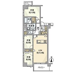 プラウド新丸子エアリーコート 3LDKの間取図画像
