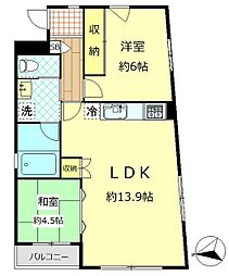 パレロワイヤル弦巻 2LDKの間取図画像