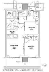 JIYUGAOKA MUSE SQUARE THE RESI 2LDKの間取図画像