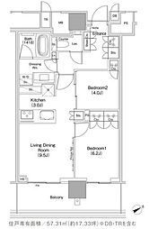 JIYUGAOKA MUSE SQUARE THE RESI 2LDKの間取図画像