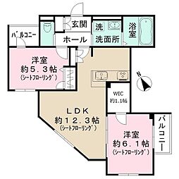 グランドール豪徳寺5 2LDKの間取図画像