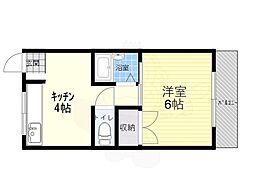 ヴィラ霞 1Kの間取図画像