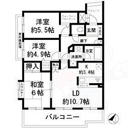 ファミールシティ武蔵関センターテラス2番館 3LDKの間取図画像