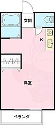 カーサドマーニ 1Kの間取図画像