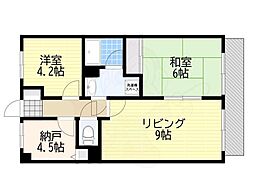 ライオンズマンション武蔵浦和 2SLDKの間取図画像