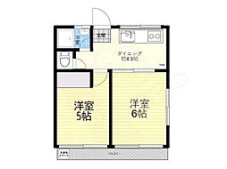 中村ビル 2DKの間取図画像