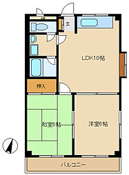 エレガンス検見川 2LDKの間取図画像