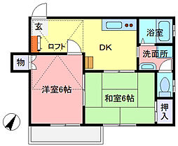 ビューハウス浪花 2DKの間取図画像