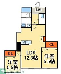 プレミアメゾン 2LDKの間取図画像
