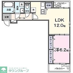 エステートピア八潮 3階1LDKの間取り