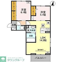 Luna 2LDKの間取図画像