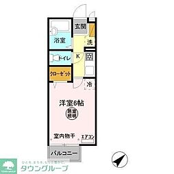 ベルデュール 1Kの間取図画像