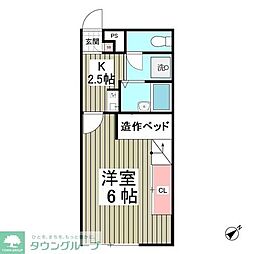 レオパレスモール 1Kの間取図画像