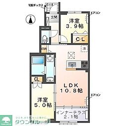 ウェストビレッヂI 2LDKの間取図画像