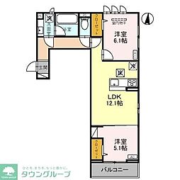 リヴェール・パルコ 2LDKの間取図画像
